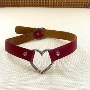 Valfre Red Leather Heart Choker